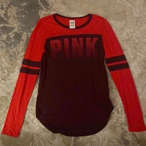 Pink, Victoria’s Secret XS long sleeve top. Red and Maroon/purple colored.